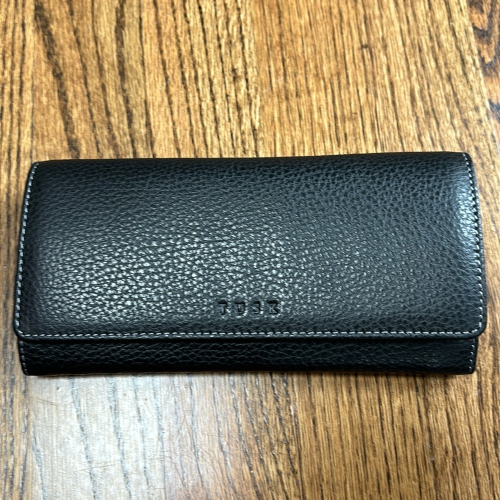 NWT Tusk New York Italian Calfskin Leather Wallet Black original $138